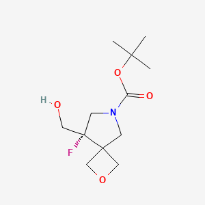 molecular formula C12H20FNO4 B13328252 tert-Butyl (S)-8-fluoro-8-(hydroxymethyl)-2-oxa-6-azaspiro[3.4]octane-6-carboxylate 