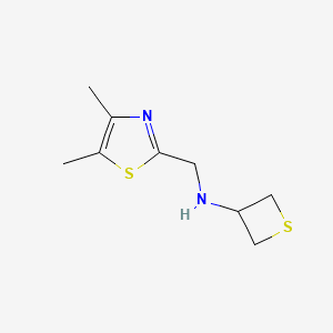 molecular formula C9H14N2S2 B13328279 N-((4,5-Dimethylthiazol-2-yl)methyl)thietan-3-amine 