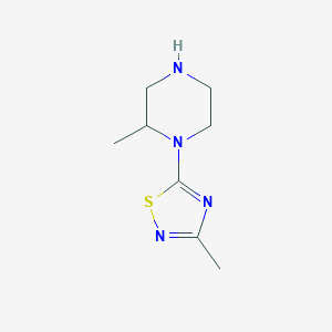 molecular formula C8H14N4S B13328283 2-Methyl-1-(3-methyl-1,2,4-thiadiazol-5-yl)piperazine 