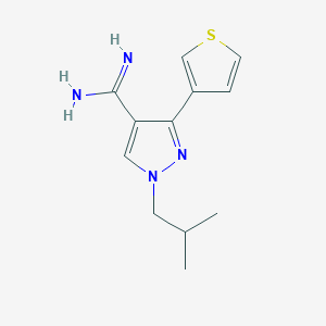 molecular formula C12H16N4S B13328310 1-isobutyl-3-(thiophen-3-yl)-1H-pyrazole-4-carboximidamide 