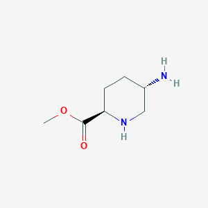 molecular formula C7H14N2O2 B13328311 Methyl (2R,5S)-5-aminopiperidine-2-carboxylate 