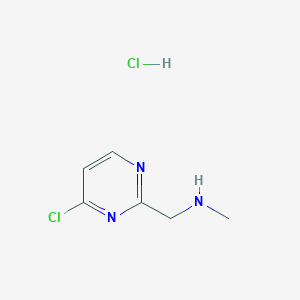 molecular formula C6H9Cl2N3 B13328317 1-(4-Chloropyrimidin-2-yl)-N-methylmethanamine hydrochloride 