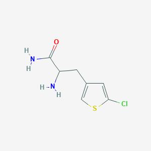 molecular formula C7H9ClN2OS B13328349 2-Amino-3-(5-chlorothiophen-3-yl)propanamide 