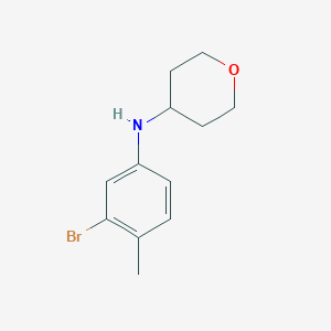 molecular formula C12H16BrNO B13328352 N-(3-bromo-4-methylphenyl)oxan-4-amine 