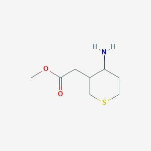 molecular formula C8H15NO2S B13328370 Methyl 2-(4-aminothian-3-yl)acetate 