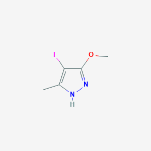 molecular formula C5H7IN2O B13328384 4-Iodo-3-methoxy-5-methyl-1H-pyrazole 