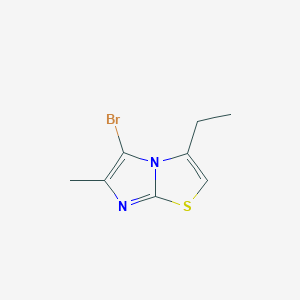 molecular formula C8H9BrN2S B13328452 5-Bromo-3-ethyl-6-methylimidazo[2,1-b][1,3]thiazole 