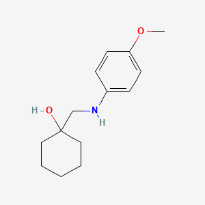 molecular formula C14H21NO2 B13328458 1-(((4-Methoxyphenyl)amino)methyl)cyclohexan-1-ol 