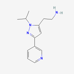 molecular formula C13H18N4 B13328464 2-(1-isopropyl-3-(pyridin-3-yl)-1H-pyrazol-5-yl)ethan-1-amine 