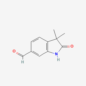 molecular formula C11H11NO2 B13328474 3,3-Dimethyl-2-oxoindoline-6-carbaldehyde 