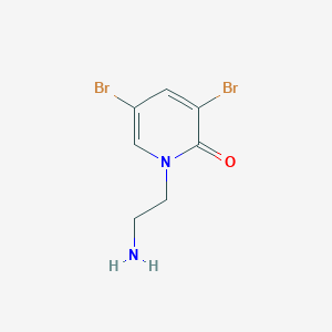 molecular formula C7H8Br2N2O B13328488 1-(2-Aminoethyl)-3,5-dibromopyridin-2(1H)-one 