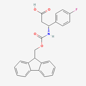 molecular formula C24H20FNO4 B1332856 (R)-3-((((9H-Fluoren-9-yl)methoxy)carbonyl)amino)-3-(4-fluorophenyl)propanoic acid CAS No. 479064-95-4