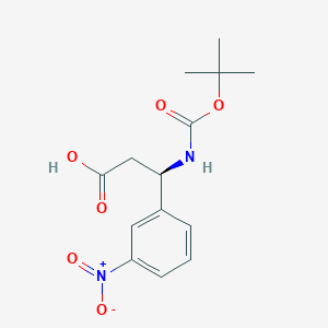 molecular formula C14H18N2O6 B1332860 (R)-3-((tert-Butoxycarbonyl)amino)-3-(3-nitrophenyl)propanoic acid CAS No. 501015-24-3