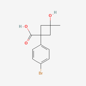 1-(4-Bromophenyl)-3-hydroxy-3-methylcyclobutane-1-carboxylic acid