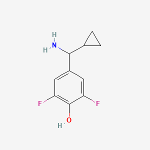 molecular formula C10H11F2NO B13328654 4-[Amino(cyclopropyl)methyl]-2,6-difluorophenol 