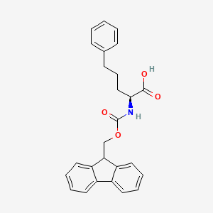 molecular formula C26H25NO4 B1332868 (S)-2-((((9H-Fluoren-9-yl)methoxy)carbonyl)amino)-5-phenylpentanoic acid CAS No. 959578-11-1