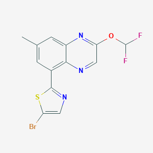 molecular formula C13H8BrF2N3OS B13328700 5-Bromo-2-(2-(difluoromethoxy)-7-methylquinoxalin-5-yl)thiazole 