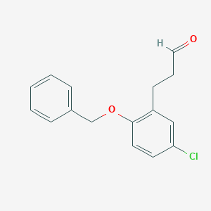 molecular formula C16H15ClO2 B13328704 Benzenepropanal, 5-chloro-2-(phenylmethoxy)- 