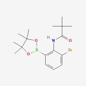 molecular formula C17H25BBrNO3 B13328758 N-(2-Bromo-6-(4,4,5,5-tetramethyl-1,3,2-dioxaborolan-2-yl)phenyl)pivalamide 