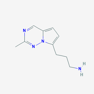 molecular formula C10H14N4 B13328762 3-(2-Methylpyrrolo[2,1-f][1,2,4]triazin-7-yl)propan-1-amine 