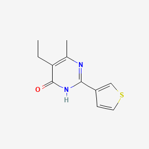 molecular formula C11H12N2OS B13328772 5-Ethyl-6-methyl-2-(thiophen-3-yl)pyrimidin-4(3H)-one 