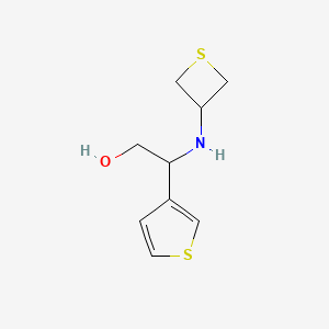 molecular formula C9H13NOS2 B13328845 2-(Thietan-3-ylamino)-2-(thiophen-3-yl)ethan-1-ol 