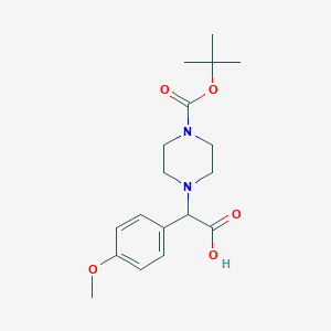 molecular formula C18H26N2O5 B1332885 [4-(Tert-butoxycarbonyl)piperazin-1-yl](4-methoxyphenyl)acetic acid CAS No. 868260-17-7