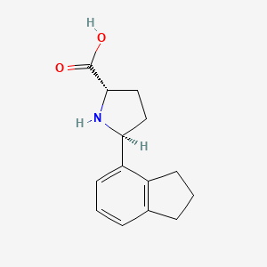 molecular formula C14H17NO2 B13328851 (2S,5S)-5-(2,3-Dihydro-1H-inden-4-yl)pyrrolidine-2-carboxylic acid 