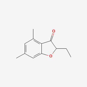 molecular formula C12H14O2 B13328915 2-Ethyl-4,6-dimethyl-2,3-dihydro-1-benzofuran-3-one 