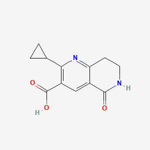 molecular formula C12H12N2O3 B13328965 2-Cyclopropyl-5-oxo-5,6,7,8-tetrahydro-1,6-naphthyridine-3-carboxylic acid 