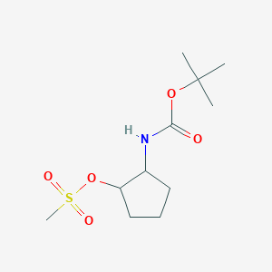 molecular formula C11H21NO5S B13329008 2-((tert-Butoxycarbonyl)amino)cyclopentyl methanesulfonate 