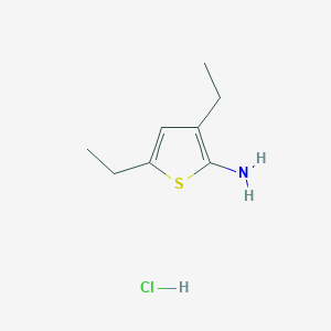 molecular formula C8H14ClNS B13329014 3,5-Diethylthiophen-2-amine hydrochloride 