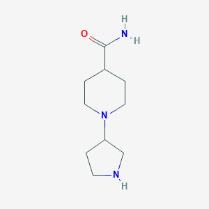 molecular formula C10H19N3O B13329033 1-(Pyrrolidin-3-yl)piperidine-4-carboxamide 