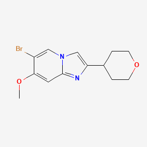 molecular formula C13H15BrN2O2 B13329047 6-Bromo-7-methoxy-2-(tetrahydro-2H-pyran-4-yl)imidazo[1,2-a]pyridine 