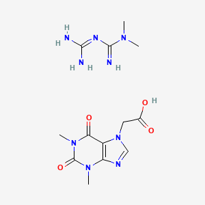 molecular formula C13H21N9O4 B13329118 3-(diaminomethylidene)-1,1-dimethylguanidine;2-(1,3-dimethyl-2,6-dioxopurin-7-yl)acetic acid 