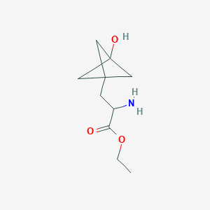 molecular formula C10H17NO3 B13329179 Ethyl 2-amino-3-(3-hydroxybicyclo[1.1.1]pentan-1-yl)propanoate 