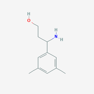 molecular formula C11H17NO B13329233 3-Amino-3-(3,5-dimethylphenyl)propan-1-OL 