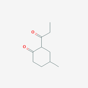 molecular formula C10H16O2 B13329240 4-Methyl-2-propanoylcyclohexan-1-one 