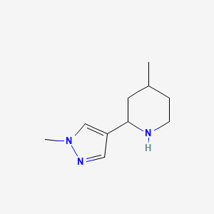 molecular formula C10H17N3 B13329256 4-Methyl-2-(1-methyl-1H-pyrazol-4-YL)piperidine 