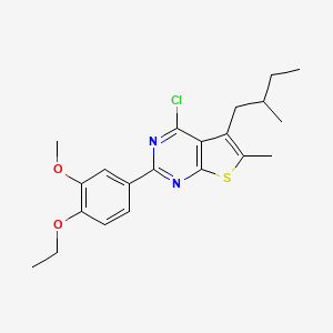 molecular formula C21H25ClN2O2S B13329266 4-Chloro-2-(4-ethoxy-3-methoxyphenyl)-6-methyl-5-(2-methylbutyl)thieno[2,3-d]pyrimidine 