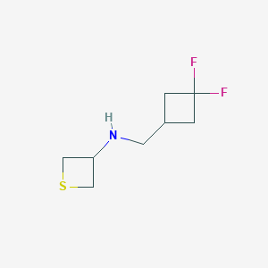 molecular formula C8H13F2NS B13329273 N-((3,3-Difluorocyclobutyl)methyl)thietan-3-amine 