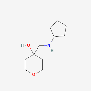 molecular formula C11H21NO2 B13329358 4-((Cyclopentylamino)methyl)tetrahydro-2H-pyran-4-ol 