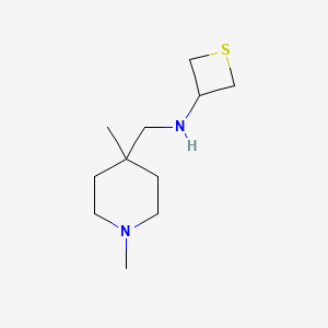 molecular formula C11H22N2S B13329398 N-((1,4-Dimethylpiperidin-4-yl)methyl)thietan-3-amine 