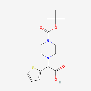 molecular formula C15H22N2O4S B1332943 2-(4-(Tert-butoxycarbonyl)piperazin-1-YL)-2-(thiophen-2-YL)acetic acid CAS No. 763109-79-1