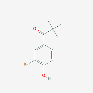 molecular formula C11H13BrO2 B13329430 1-(3-Bromo-4-hydroxyphenyl)-2,2-dimethylpropan-1-one 