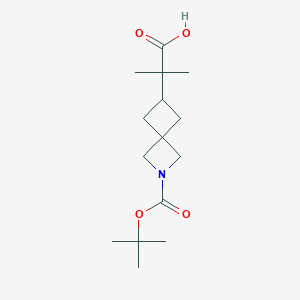 molecular formula C15H25NO4 B13329488 2-(2-(tert-Butoxycarbonyl)-2-azaspiro[3.3]heptan-6-yl)-2-methylpropanoic acid 