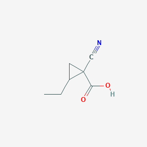 molecular formula C7H9NO2 B13329613 1-Cyano-2-ethylcyclopropane-1-carboxylic acid 