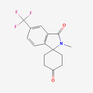 molecular formula C15H14F3NO2 B13329631 2'-Methyl-5'-(trifluoromethyl)spiro[cyclohexane-1,1'-isoindoline]-3',4-dione 