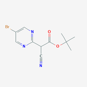 molecular formula C11H12BrN3O2 B13329688 (5-Bromo-pyrimidin-2-yl)-cyano-acetic acid tert-butyl ester 