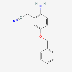 molecular formula C15H14N2O B13329775 2-[2-Amino-5-(benzyloxy)phenyl]acetonitrile 